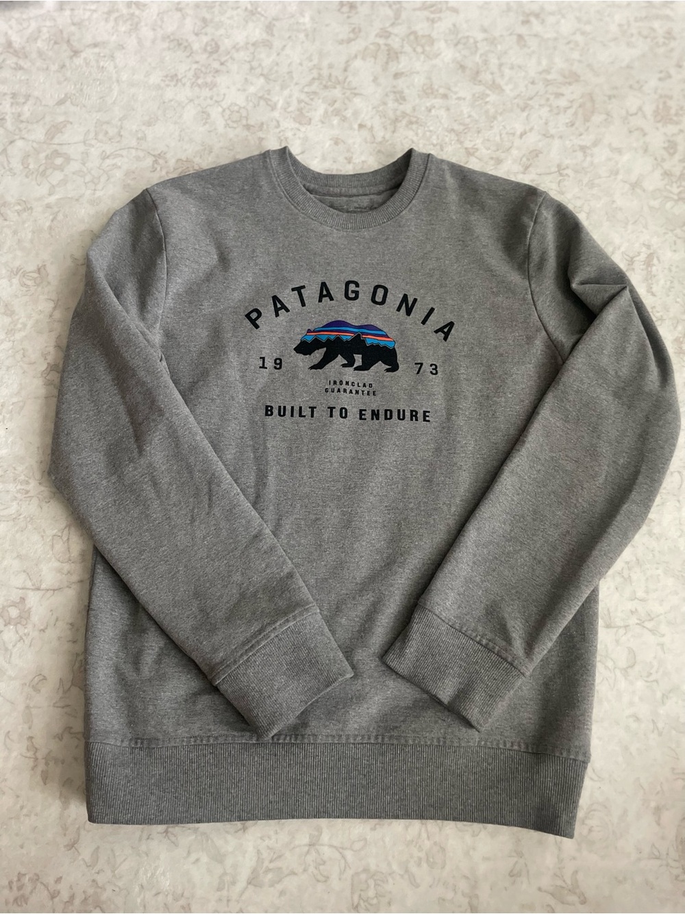 Patagonia Gray Crewneck Sweatshirt with Mountain Bear Logo